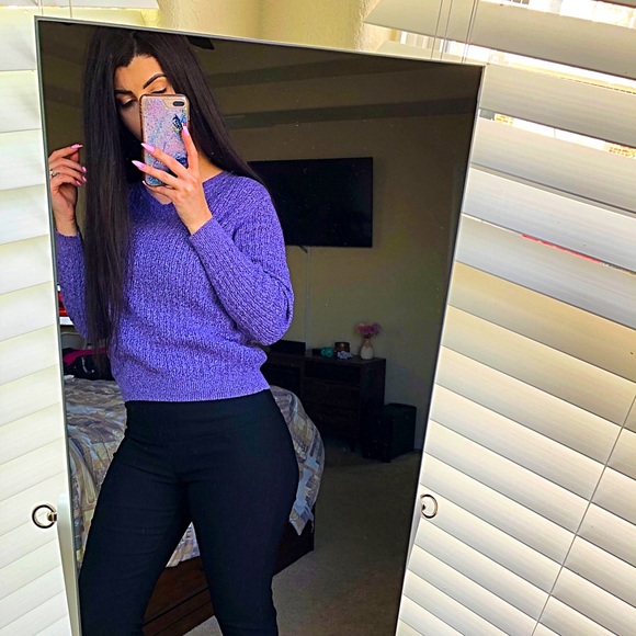 Karen Scott purple ribbed sweater size M - Picture 1 of 3